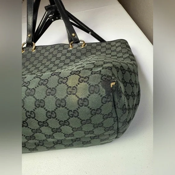 GUCCI GG Canvas Women's GG
Canvas, Leather Tote Bag Black, - Picture 7 of 16